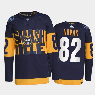 Adidas Nashville Predators #82 Tommy Novak Men's 2022 Stadium Series Authentic NHL Jersey - Navy